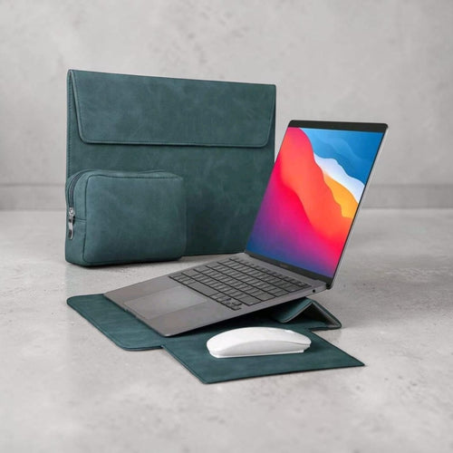 LuxElite Executive Fold Laptop Sleeve & Stand Set