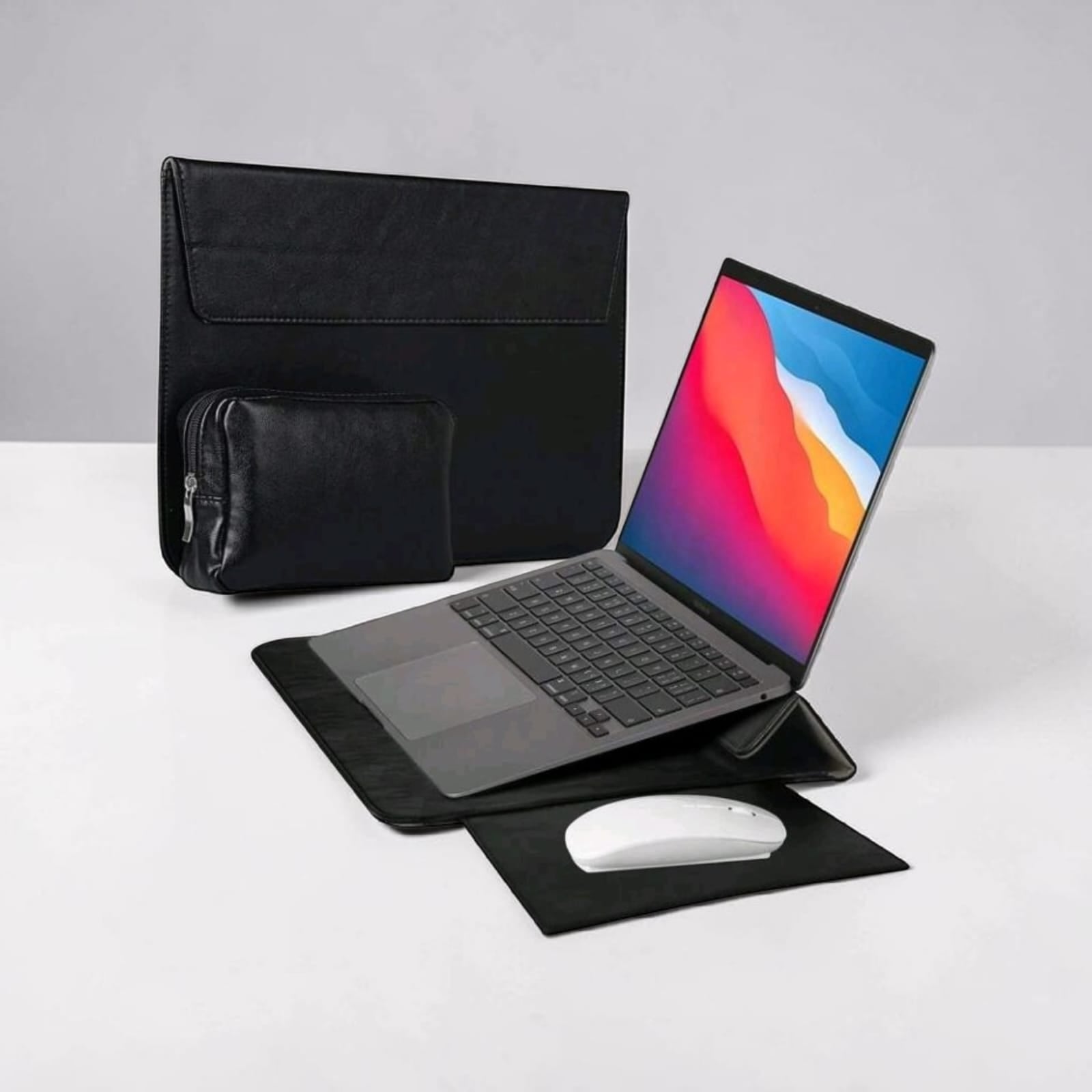 LuxElite Executive Fold Laptop Sleeve & Stand Set