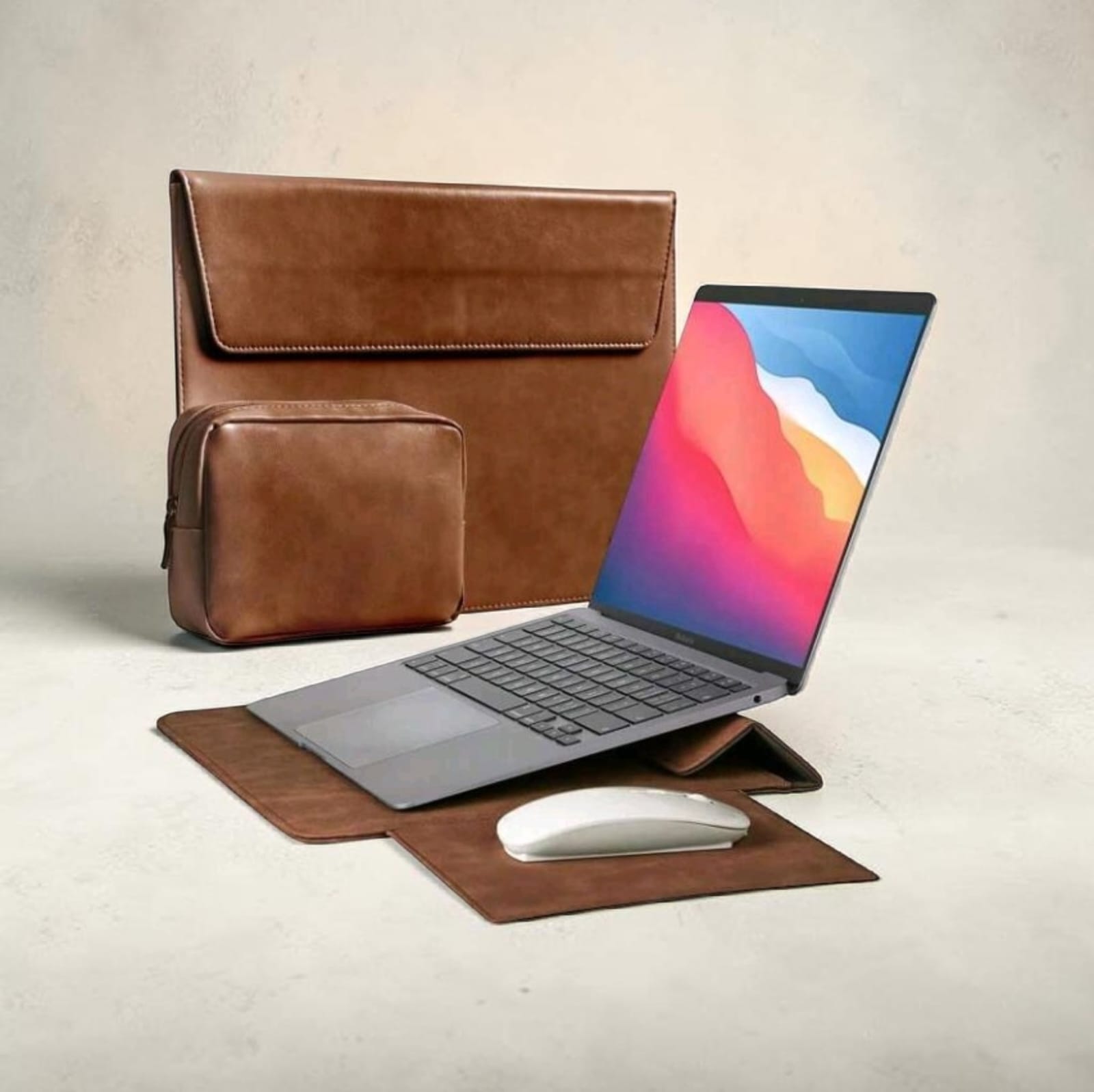 LuxElite Executive Fold Laptop Sleeve & Stand Set