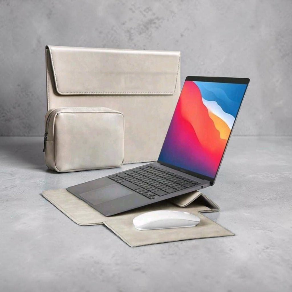 LuxElite Executive Fold Laptop Sleeve & Stand Set