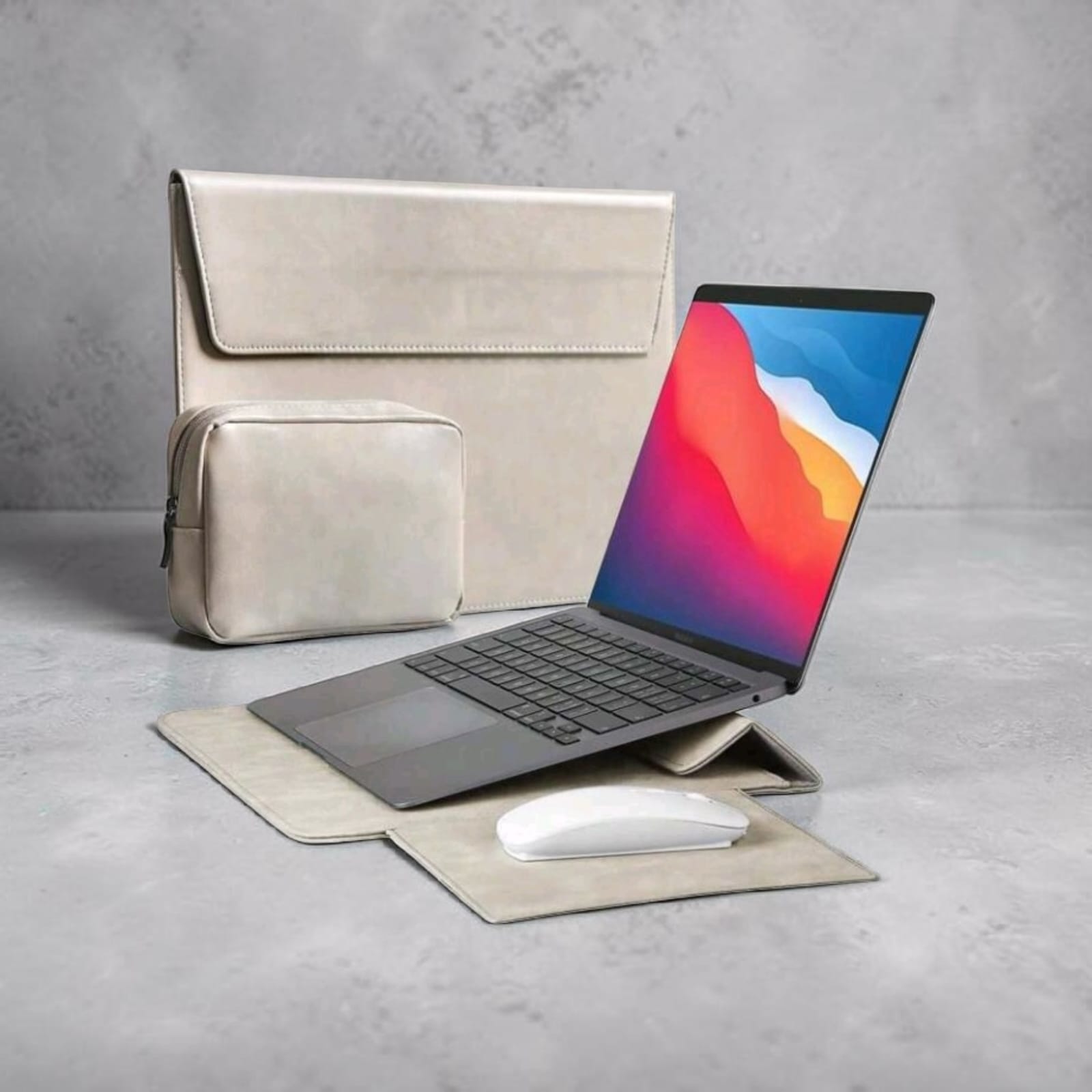 LuxElite Executive Fold Laptop Sleeve & Stand Set