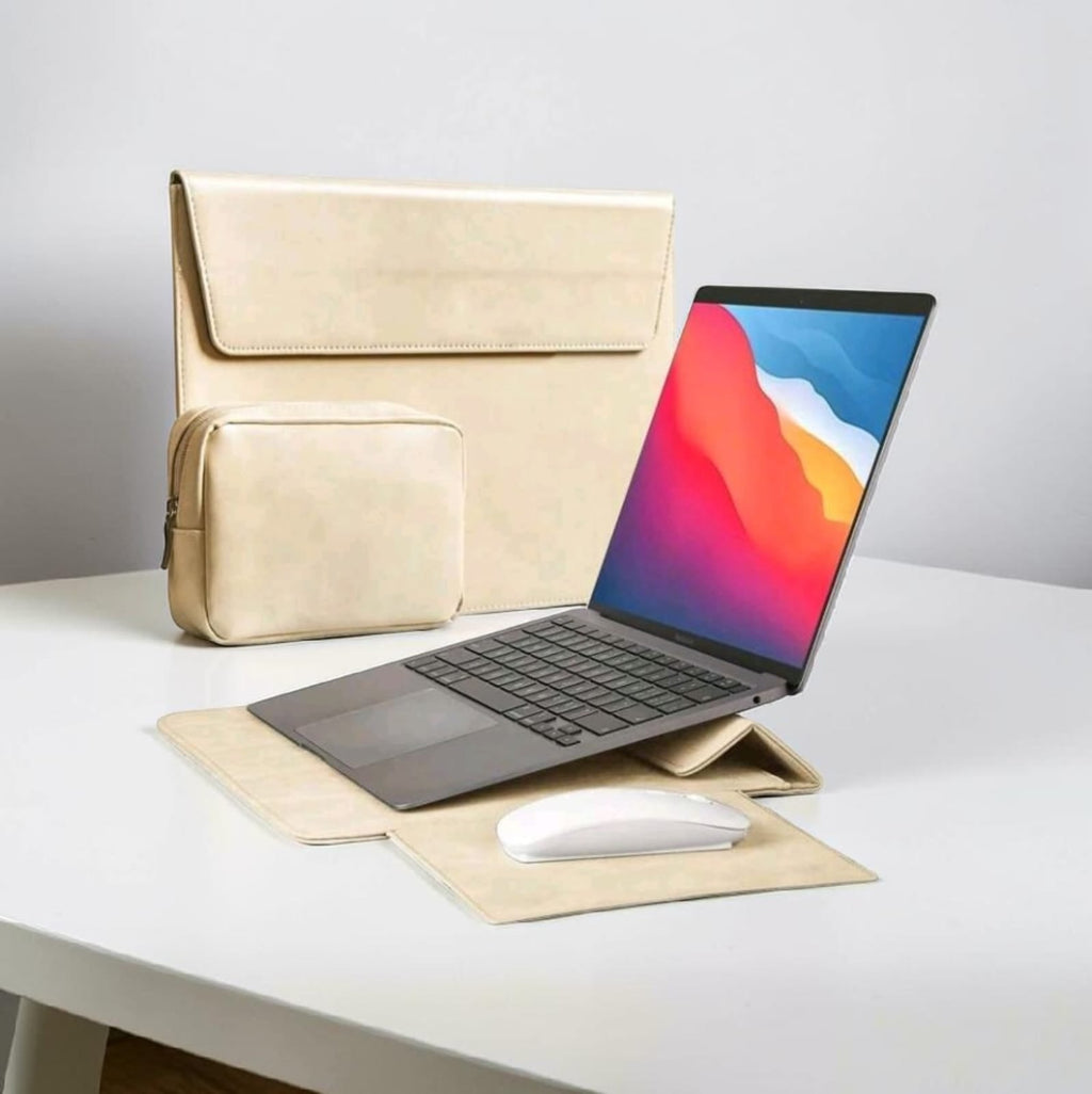LuxElite Executive Fold Laptop Sleeve & Stand Set